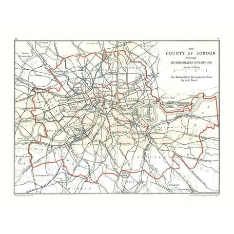 County of London England - Philip 1904 Gold Ornate Wood Framed Art Print with Double Matting by Philip