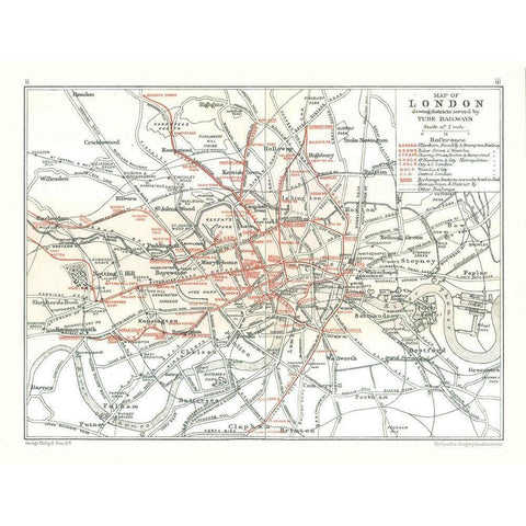 London Tube Railways England - Philip 1904 White Modern Wood Framed Art Print by Philip