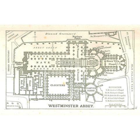 Westminster Abbey England - Philip 1904 White Modern Wood Framed Art Print by Philip