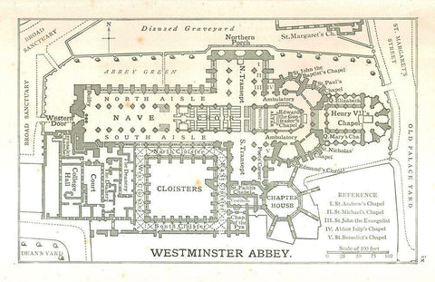 Westminster Abbey England - Philip 1904 Black Ornate Wood Framed Art Print with Double Matting by Philip