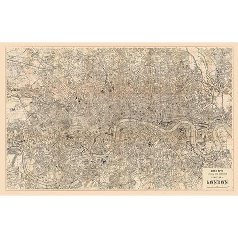 Literary Historical London England - Cook 1899 Black Modern Wood Framed Art Print by Cook