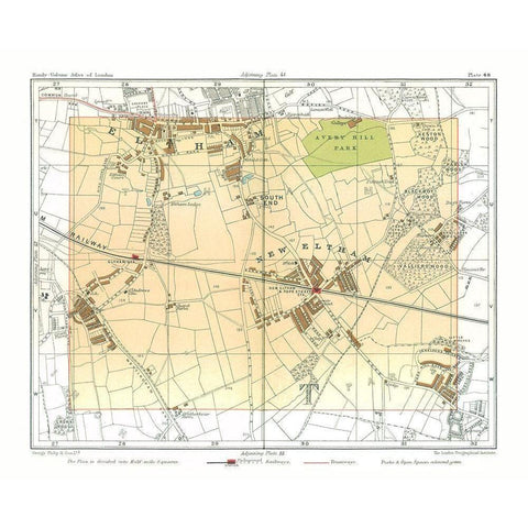 New Eltham London England - Philip 1904 Gold Ornate Wood Framed Art Print with Double Matting by Philip