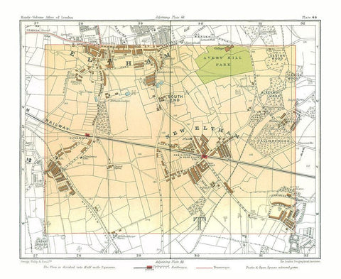 New Eltham London England - Philip 1904 Black Ornate Wood Framed Art Print with Double Matting by Philip