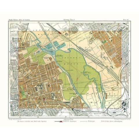 Hackney Marshes London England - Philip 1904 Gold Ornate Wood Framed Art Print with Double Matting by Philip