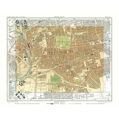 West Ham London England - Philip 1904 White Modern Wood Framed Art Print by Philip