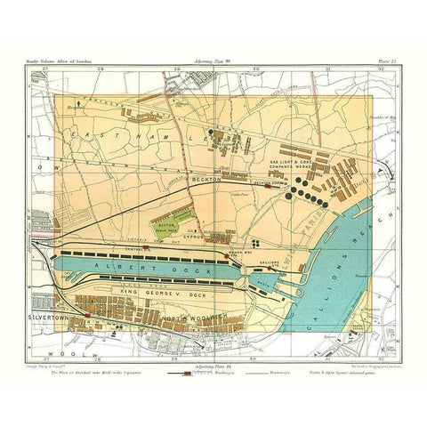 Albert Dock London England - Philip 1904 Gold Ornate Wood Framed Art Print with Double Matting by Philip