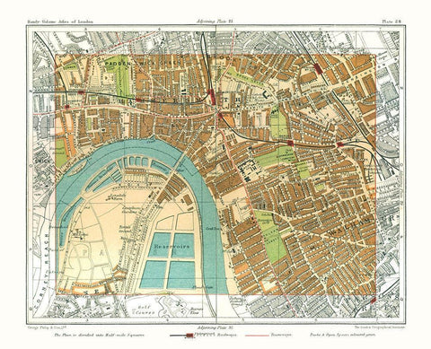 Hammersmith London England - Philip 1904 Black Ornate Wood Framed Art Print with Double Matting by Philip