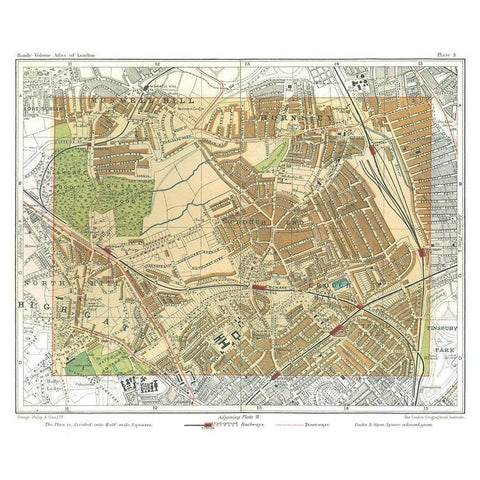 Highgate London England - Philip 1904 Gold Ornate Wood Framed Art Print with Double Matting by Philip