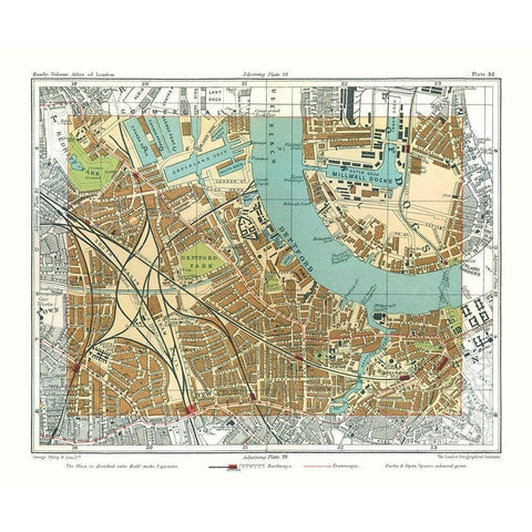 Deptford London England - Philip 1904 Gold Ornate Wood Framed Art Print with Double Matting by Philip