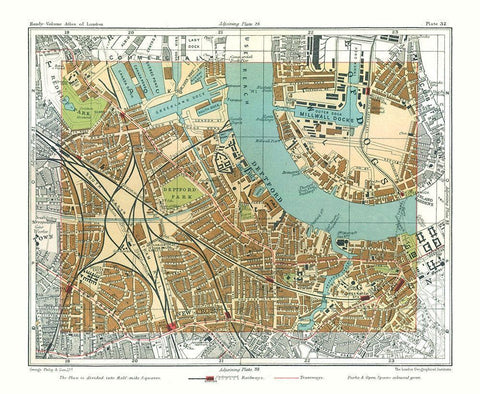 Deptford London England - Philip 1904 Black Ornate Wood Framed Art Print with Double Matting by Philip