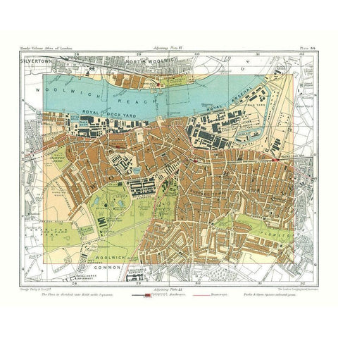 Woolwich London England - Philip 1904 Gold Ornate Wood Framed Art Print with Double Matting by Philip