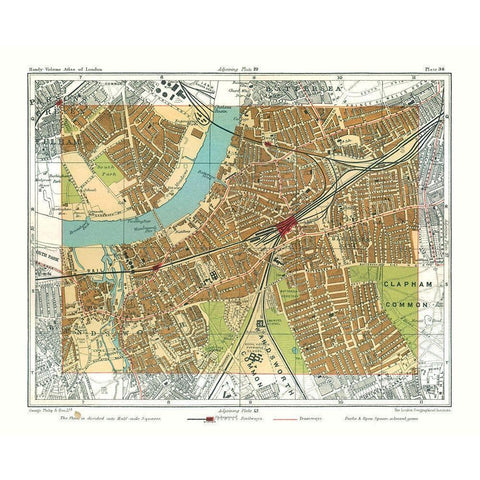 Battersea London England - Philip 1904 White Modern Wood Framed Art Print by Philip