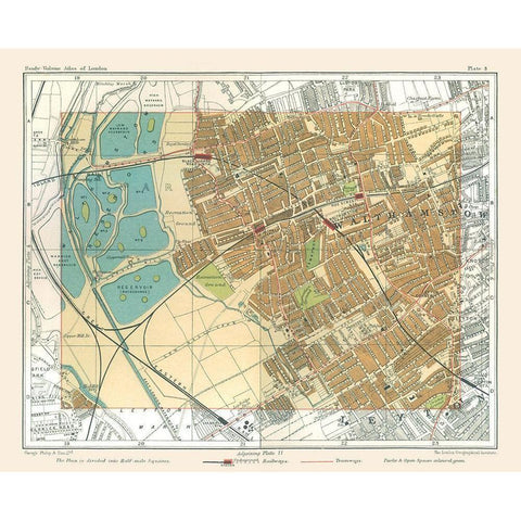 Walthamstow London England - Philip 1904 Gold Ornate Wood Framed Art Print with Double Matting by Philip