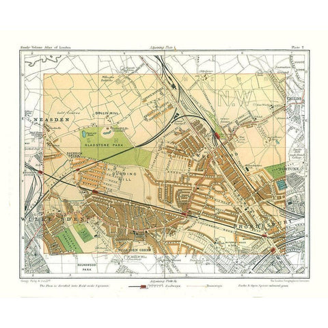 Cricklewood London England - Philip 1904 Gold Ornate Wood Framed Art Print with Double Matting by Philip