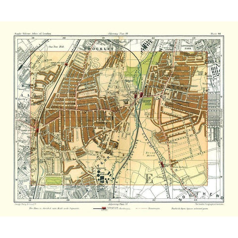 Catford London England - Philip 1904 Black Modern Wood Framed Art Print with Double Matting by Philip