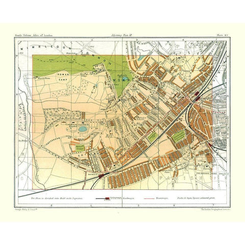 Wimbledon London England - Philip 1904 Black Modern Wood Framed Art Print by Philip