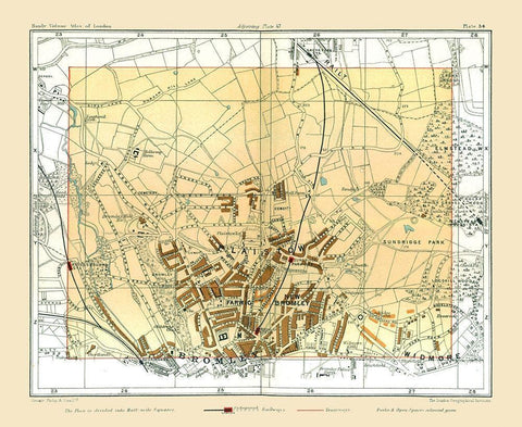 Bromley London England - Philip 1904 Black Ornate Wood Framed Art Print with Double Matting by Philip