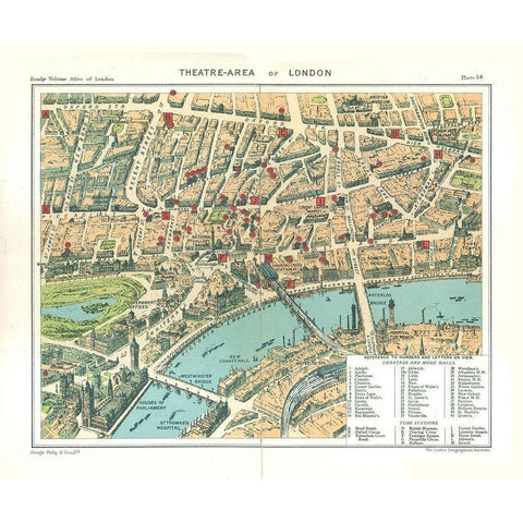 Theatre Area London England - Philip 1904 Gold Ornate Wood Framed Art Print with Double Matting by Philip