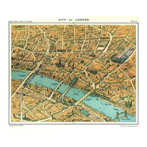 City of London England - Philip 1904 Black Modern Wood Framed Art Print by Philip