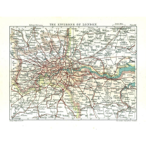 London England - Philip 1904 Black Modern Wood Framed Art Print with Double Matting by Philip