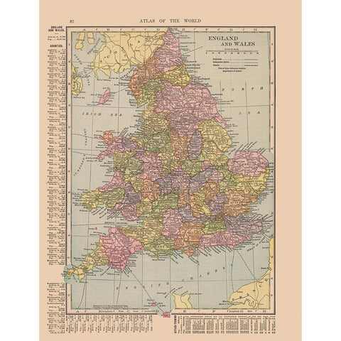 England Wales - Hammond 1910 White Modern Wood Framed Art Print by Hammond