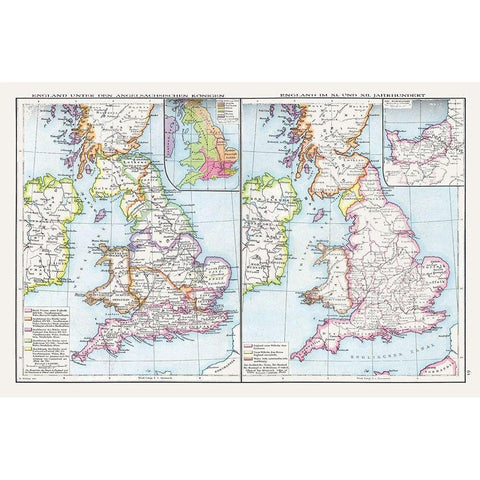 Anglo Saxon Kings England - Droysen 1886 Black Modern Wood Framed Art Print by Droysen