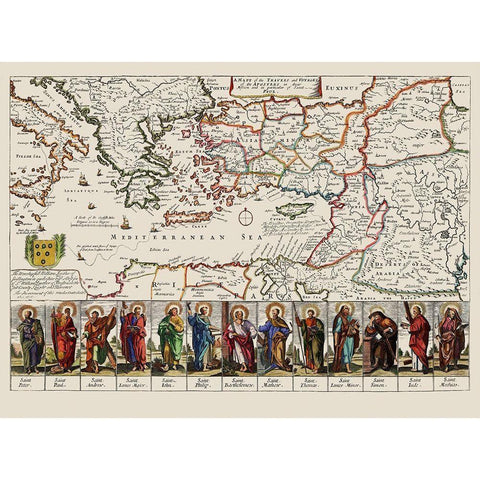 Mediterranean Apostles Travels Voyages Italy White Modern Wood Framed Art Print by Loivther