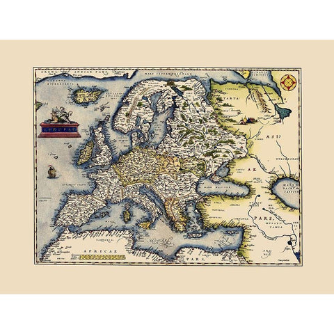 Europe - Ortelius 1570 White Modern Wood Framed Art Print by Ortelius