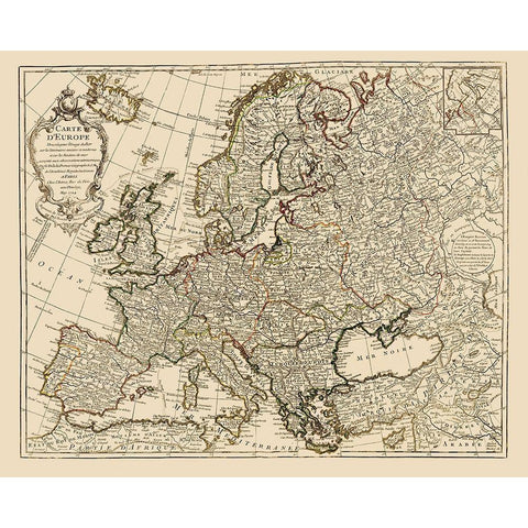 Europe - De Lisle 1731 Black Modern Wood Framed Art Print with Double Matting by De L''isle