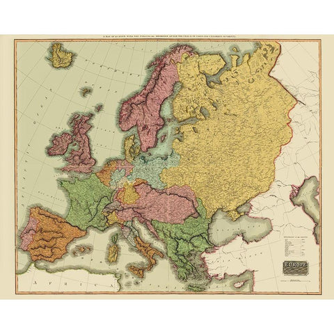 Europe after Congress of Vienna Austria Hungary Gold Ornate Wood Framed Art Print with Double Matting by Thomson