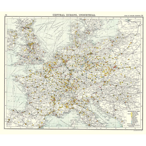 Central Europe Industrial  - Newnes 1907 Gold Ornate Wood Framed Art Print with Double Matting by Newnes
