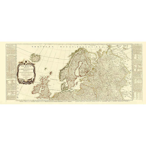 Northern Europe - Sayer 1787 Black Modern Wood Framed Art Print with Double Matting by Sayer