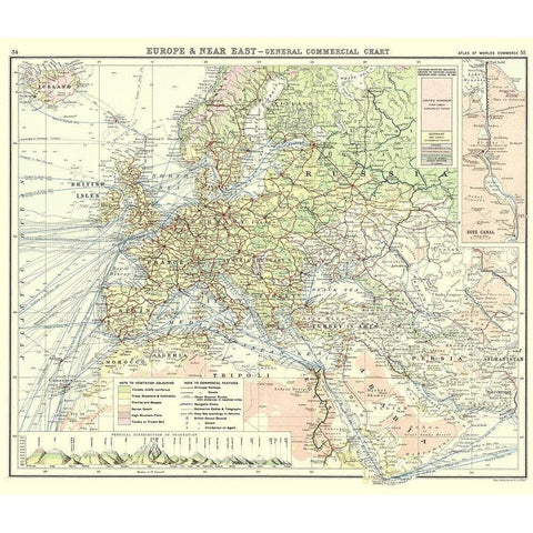 Europe Near East Commercial Chart - Newnes 1907 Black Modern Wood Framed Art Print by Newnes