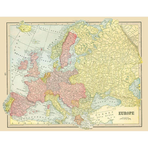 Europe - Cram 1898 Gold Ornate Wood Framed Art Print with Double Matting by Cram