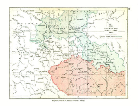 Silesian Seven Years Wars Europe - Gardiner 1902 White Modern Wood Framed Art Print with Double Matting by Gardiner