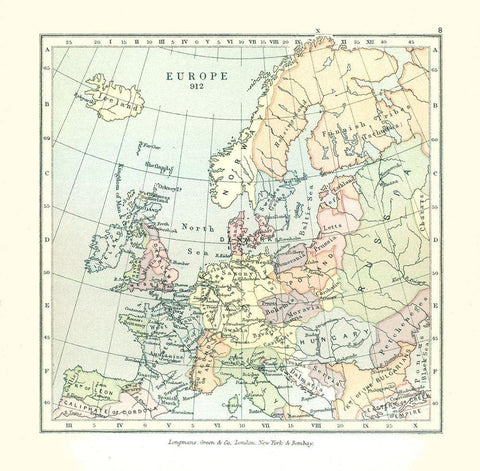 Europe in 912 - Gardiner 1902 White Modern Wood Framed Art Print with Double Matting by Gardiner