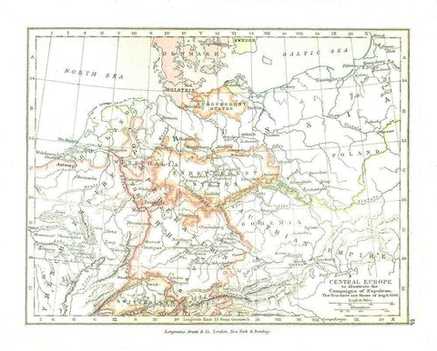 Europe Napoleonic Campaigns 1806 - Gardiner 1902 Black Ornate Wood Framed Art Print with Double Matting by Gardiner