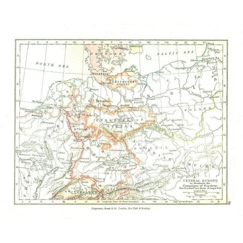 Europe Napoleonic Campaigns 1806 - Gardiner 1902 Gold Ornate Wood Framed Art Print with Double Matting by Gardiner