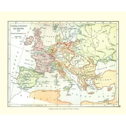 Europe 1815 - Gardiner 1902 Gold Ornate Wood Framed Art Print with Double Matting by Gardiner
