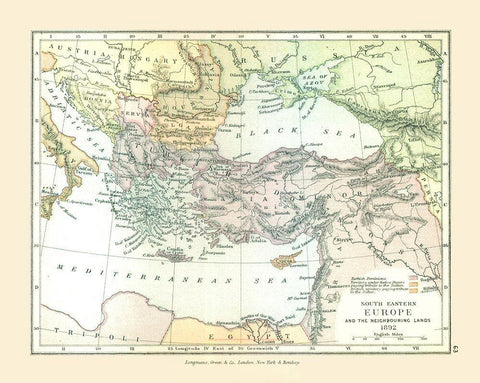 Europe 1892 - Gardiner 1902 White Modern Wood Framed Art Print with Double Matting by Gardiner