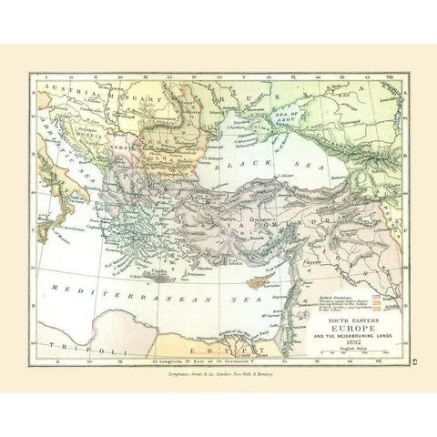 Europe 1892 - Gardiner 1902 Gold Ornate Wood Framed Art Print with Double Matting by Gardiner