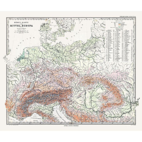 Central Europe Elevations- Stieler 1885 Black Modern Wood Framed Art Print by Stieler