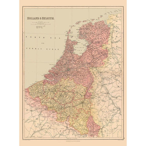 Holland Belgium Europe - Black 1867 Gold Ornate Wood Framed Art Print with Double Matting by Black