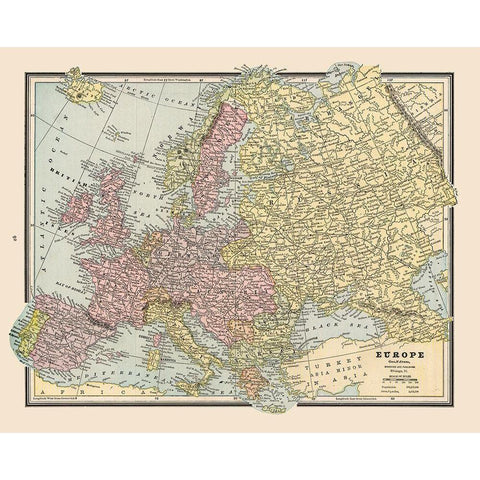 Europe - Cram 1888 White Modern Wood Framed Art Print by Cram