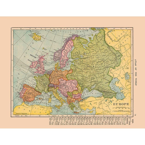 Spain Austria Hungary Europe - Hammond 1910 Gold Ornate Wood Framed Art Print with Double Matting by Hammond