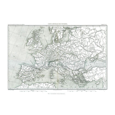 Europe - Thiers 1866 Black Modern Wood Framed Art Print with Double Matting by Thiers