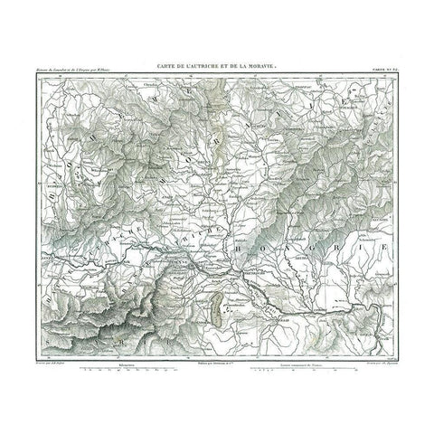 Moravia Austria Europe - Thiers 1866 Gold Ornate Wood Framed Art Print with Double Matting by Thiers