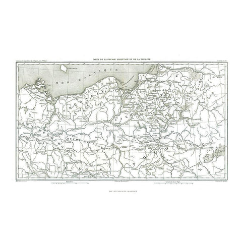 Europe East Prussia Poland - Thiers 1866 Black Modern Wood Framed Art Print with Double Matting by Thiers