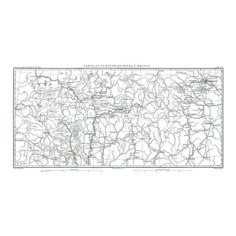 Route from Vilnius to Moscow - Thiers 1866 White Modern Wood Framed Art Print by Unknown