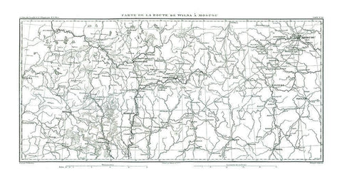 Route from Vilnius to Moscow - Thiers 1866 Black Ornate Wood Framed Art Print with Double Matting by Unknown